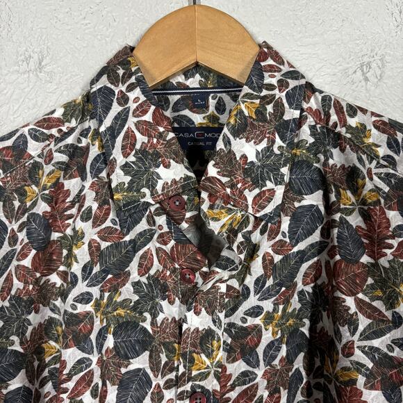 Casa Moda Long Sleeve Button Down Shirt Fall Leaf Print Casual - L - Picture 3 of 5
